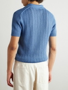 MILES LEON - Fabien Linen and Cotton-Blend Polo Shirt - Blue