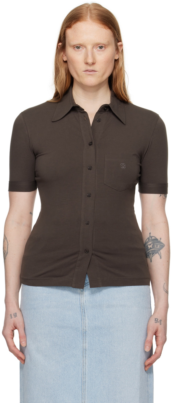 Filippa K Brown Embroidered Shirt