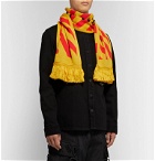 Off-White - Fringed Logo-Intarsia Knitted Scarf - Yellow