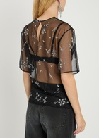 Rabanne Crystal-embellished Mesh T-shirt Black