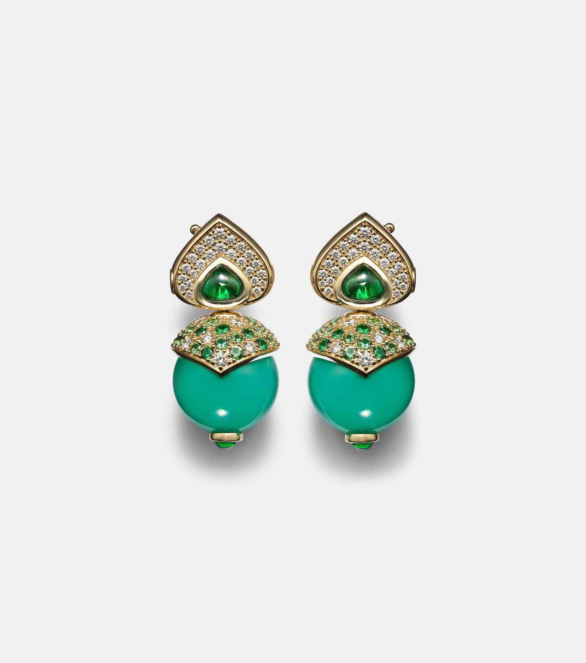 Marina B Stetlia 18kt gold earrings with chrysoprase and gemstones