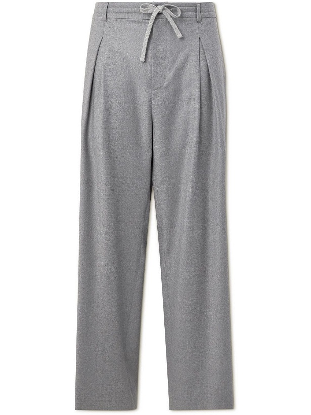 Photo: The Row - Davian Wide-Leg Pleated Virgin Wool Suit Trousers - Gray