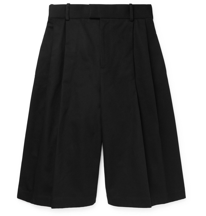 Photo: BOTTEGA VENETA - Wide-Leg Pleated Cotton-Twill Bermuda Shorts - Black