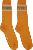 Marni Orange Logo Cuffs Socks