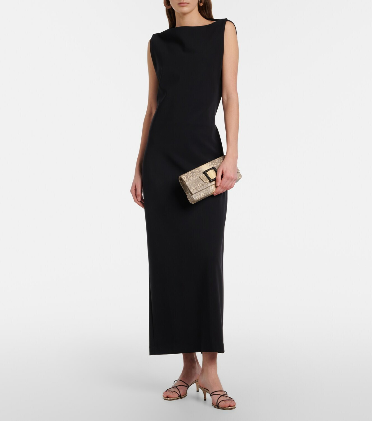 Manolo Blahnik Maygot snake-effect leather clutch
