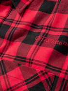 Off-White - Logo-Embroidered Padded Checked Cotton-Flannel Overshirt - Red