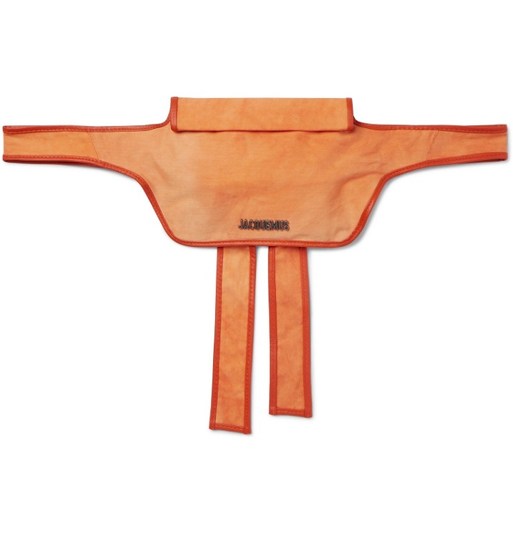 Photo: Jacquemus - La Banane Leather-Trimmed Tie-Dyed Cotton Belt Bag - Orange