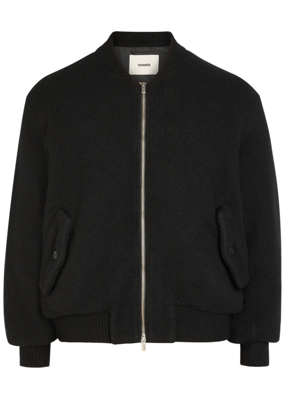 Photo: Vowels Fine-knit Wool Bomber Jacket Black