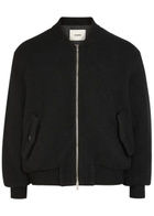 Vowels Fine-knit Wool Bomber Jacket Black