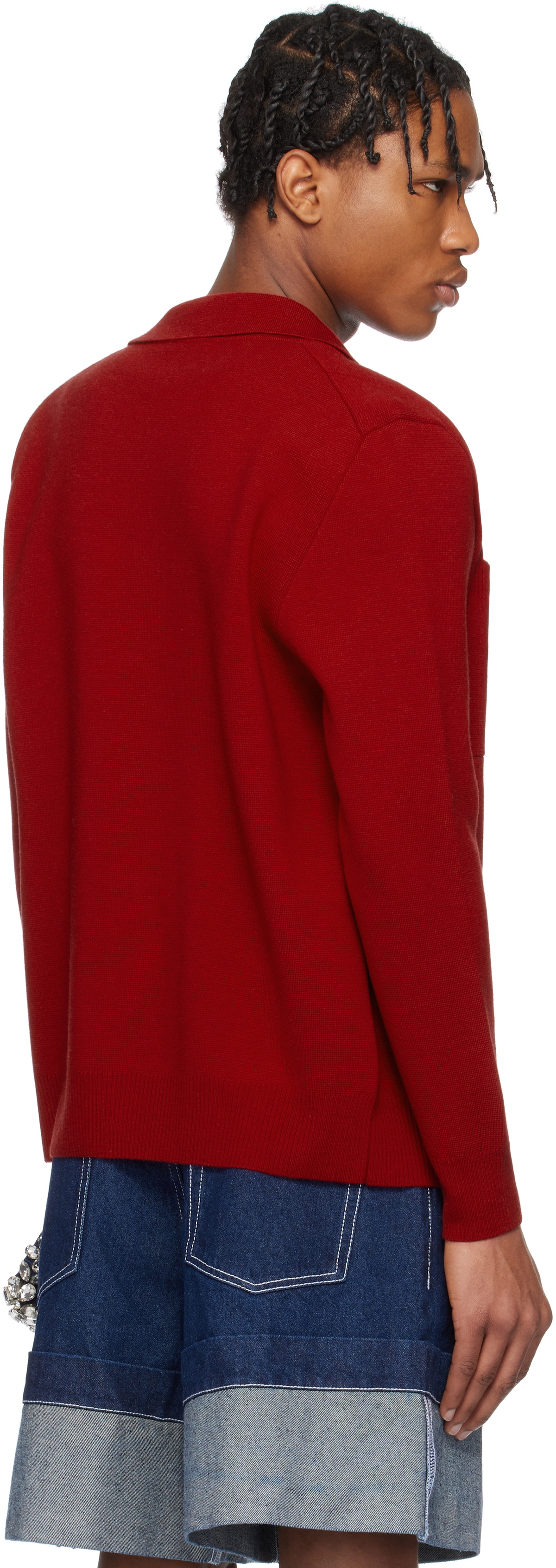 Simone Rocha Red Knit Workwear Cardigan