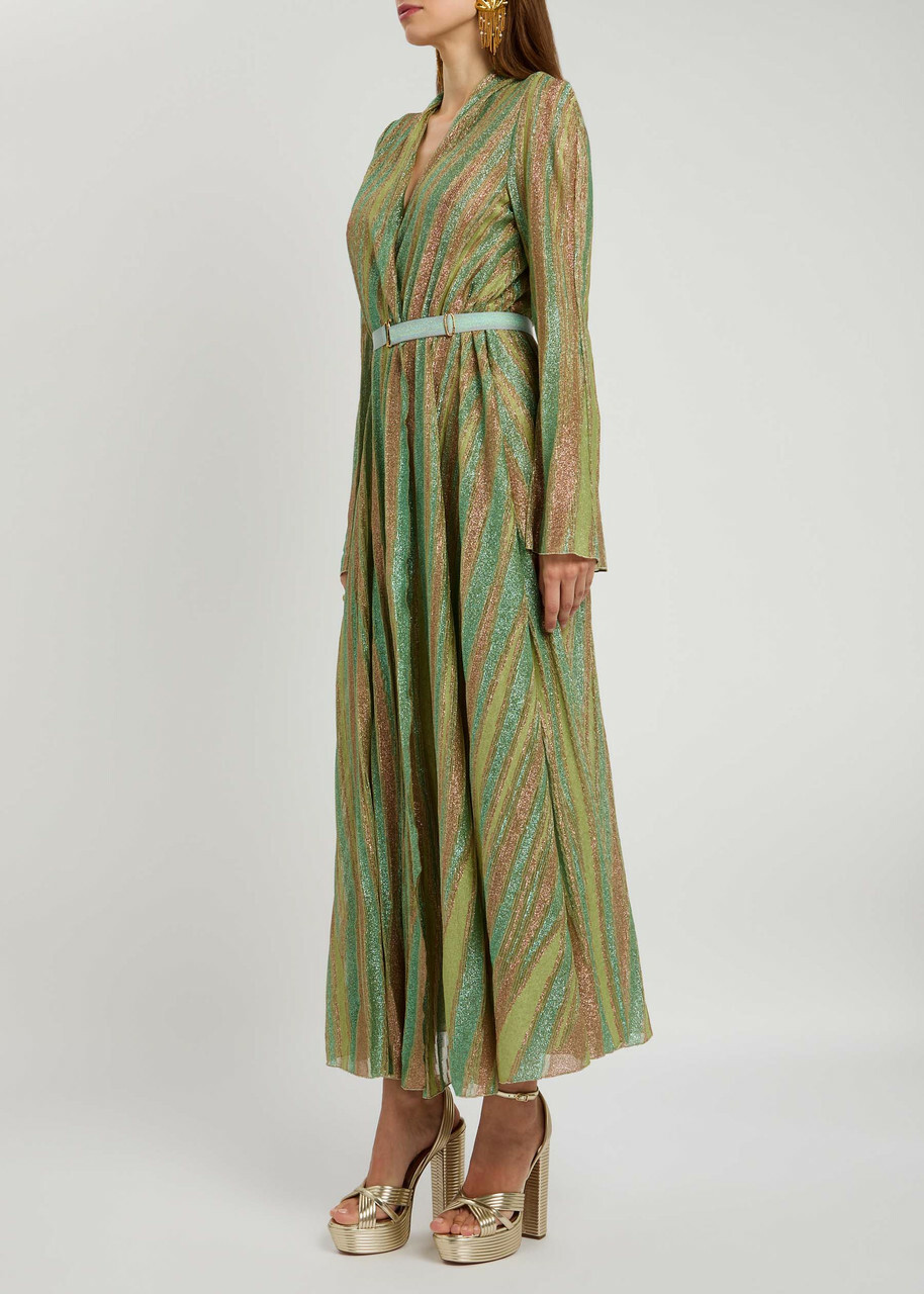 Forte_forte Lurex Metallic Fine-knit Maxi Dress Green