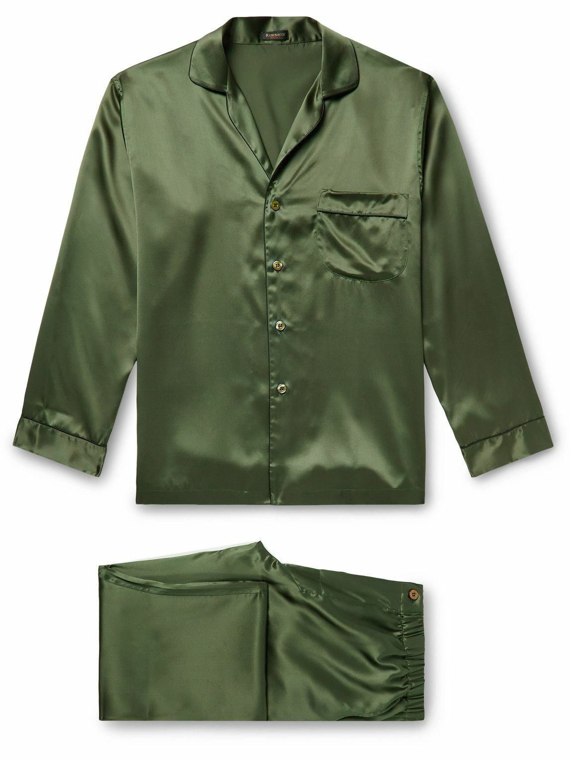 Rubinacci SilkSatin Pyjama Set Green Rubinacci