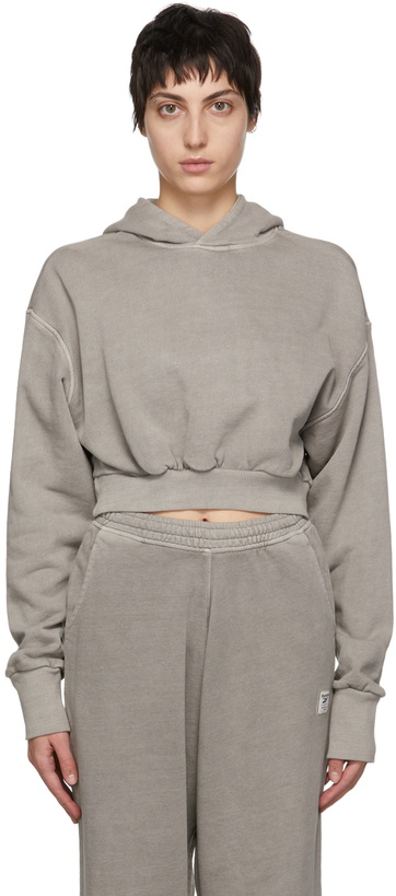 Photo: Reebok Classics Grey Natural Dye Cropped Hoodie