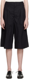 LEMAIRE Black Large Pleated Shorts