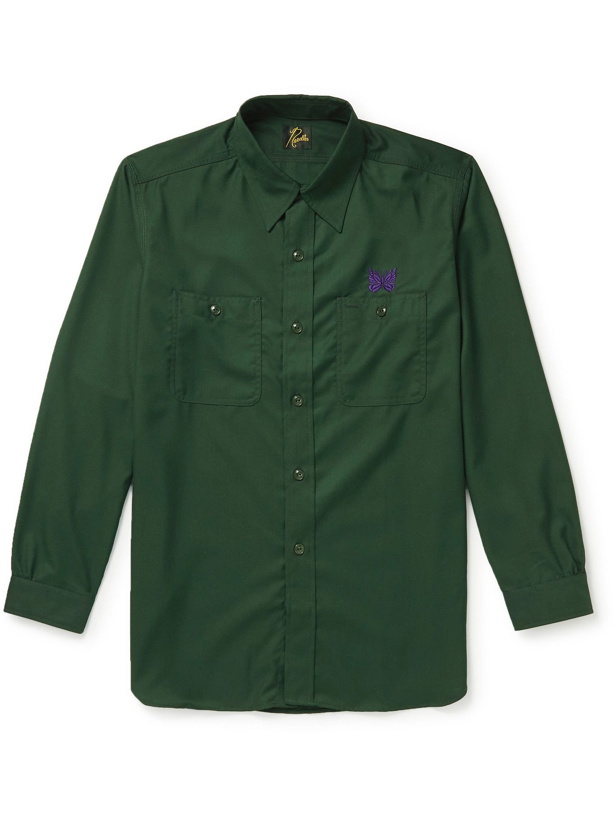 Photo: Needles - Logo-Embroidered Twill Shirt - Green