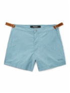 Zegna - Slim-Fit Mid-Length Webbing-Trimmed Swim Shorts - Blue