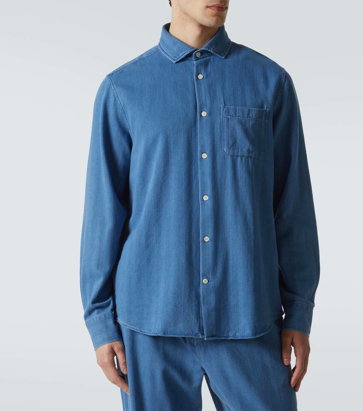 Frescobol Carioca Emilio herringbone denim shirt