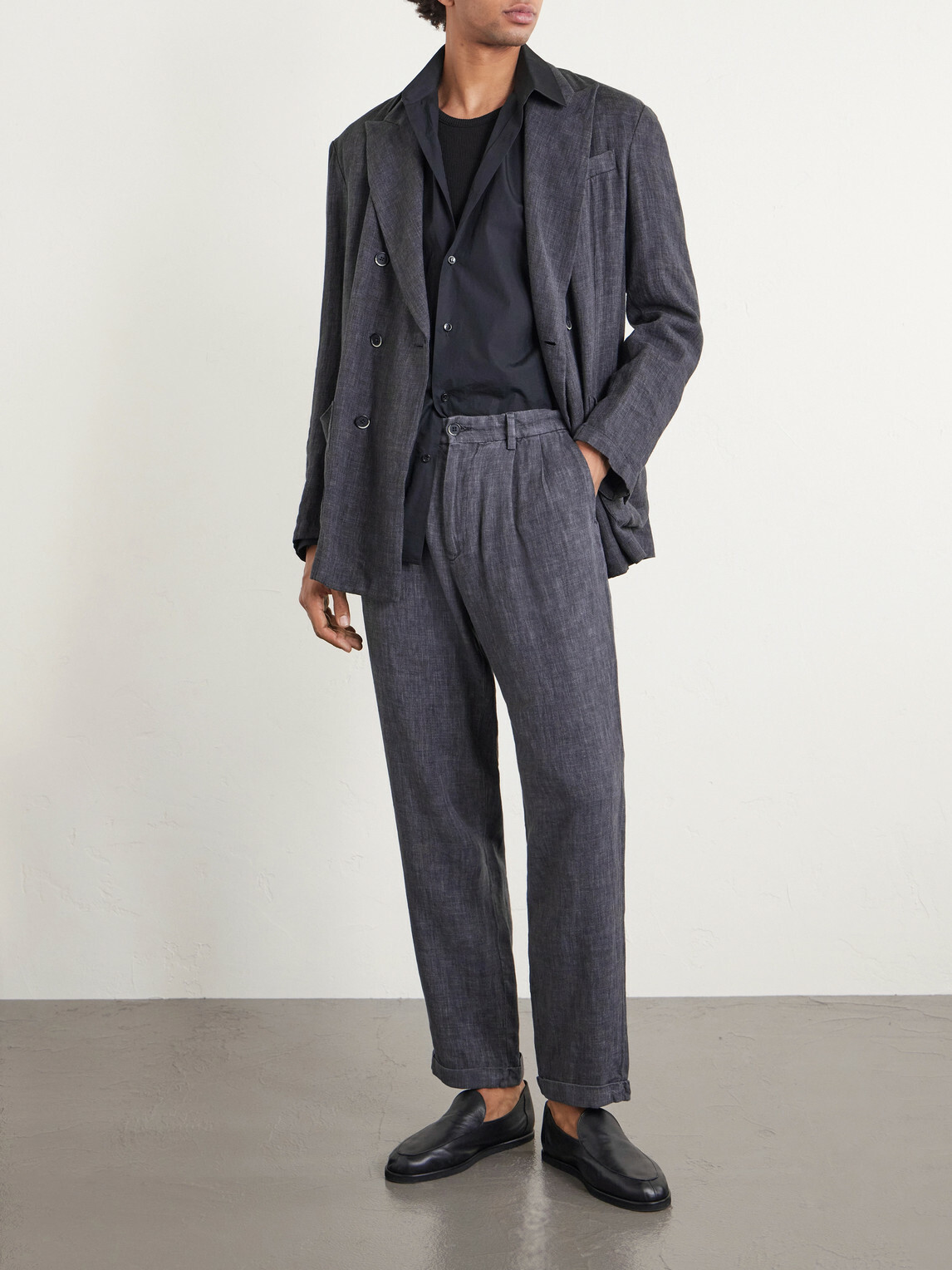 Barena - Cropped Tapered Pleated Linen-Blend Suit Trousers - Gray