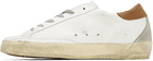 Golden Goose White & Brown Super-Star Classic Sneakers