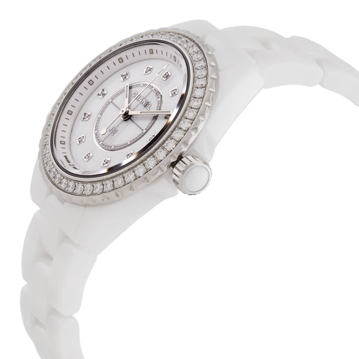 Chanel J12 Quartz Diamond White Dial Ladies Watch h6418