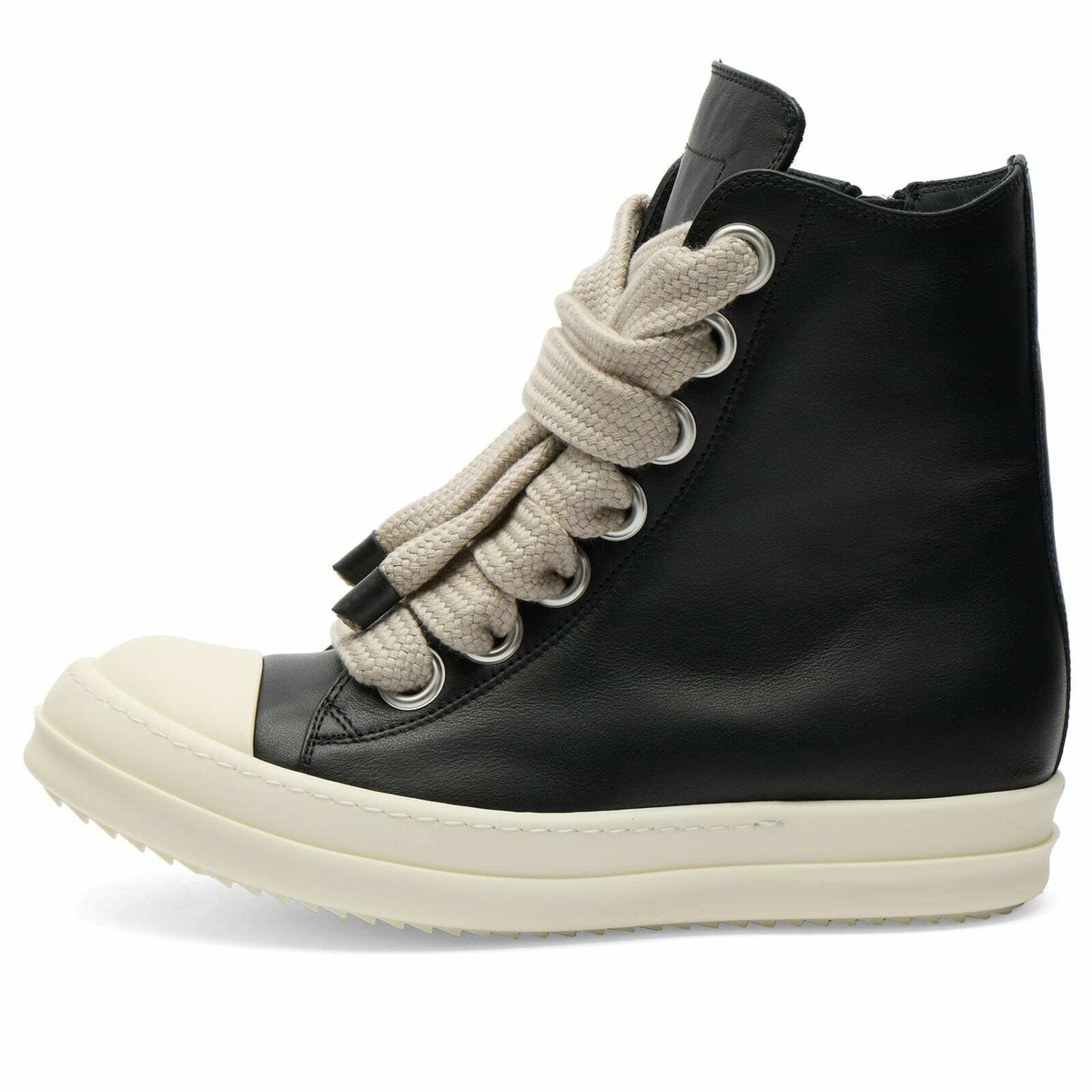 Rick Owens Women's Jumbo Lace High Top Sneakers in Black/Milk/Milk