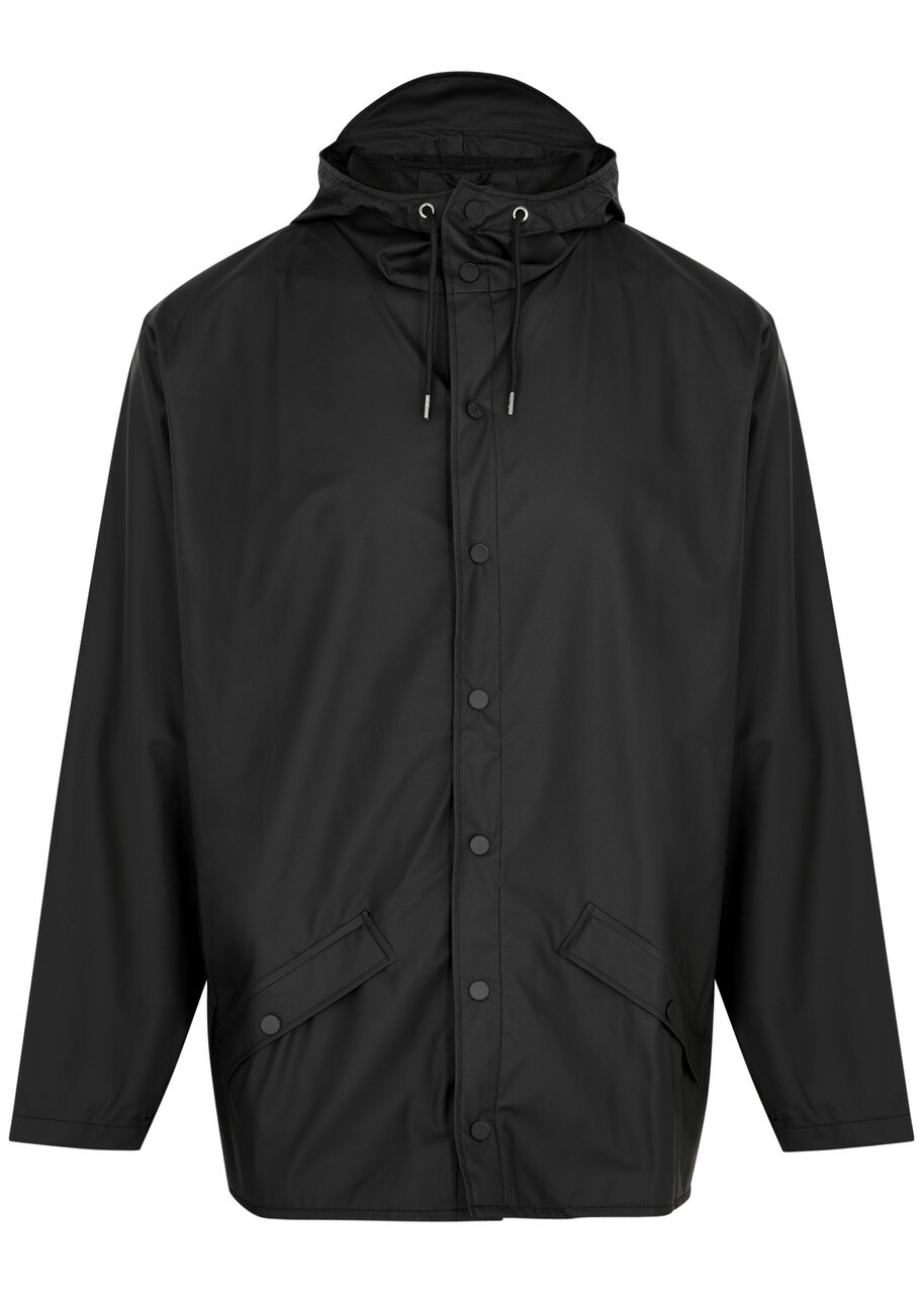 Rains Short Matte Rubberised Raincoat Black
