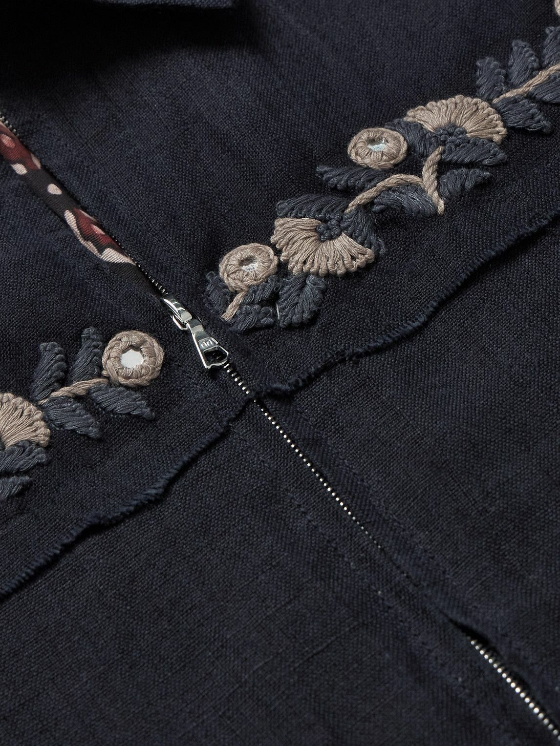 Kartik Research - Embroidered Embellished Cotton and Linen-Blend