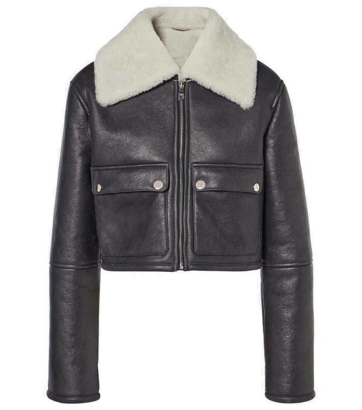 Photo: Dolce&Gabbana Shearling-trimmed cropped leather jacket