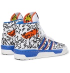 adidas Originals - Keith Haring Rivalry Embroidered Leather High-Top Sneakers - White