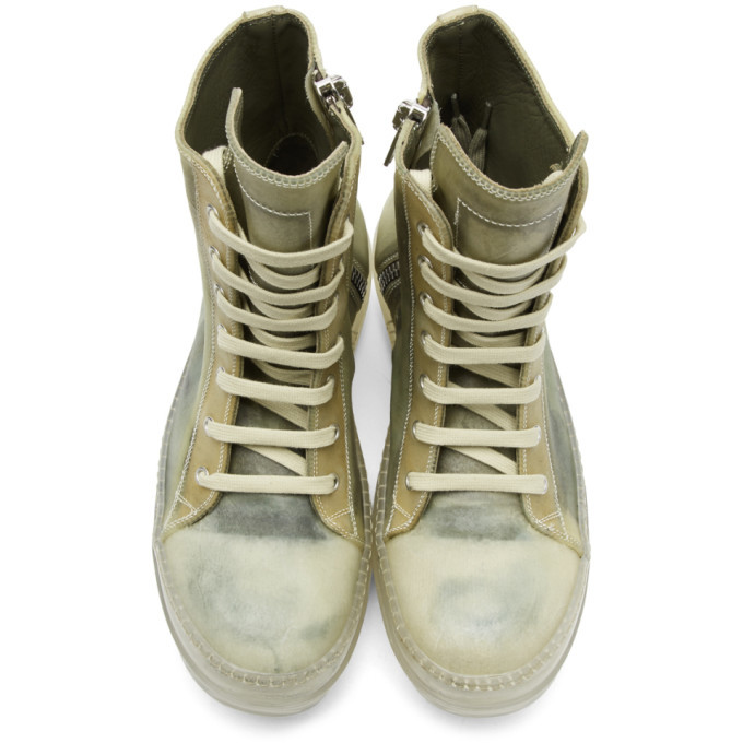 Rick Owens Green and Transparent High-Top Sneakers Rick Owens