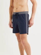 JAMES PERSE - Double Stripe Mid-Length Swim Shorts - Blue