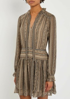 Paige Nantes Patterned Silk-chiffon Mini Dress Brown