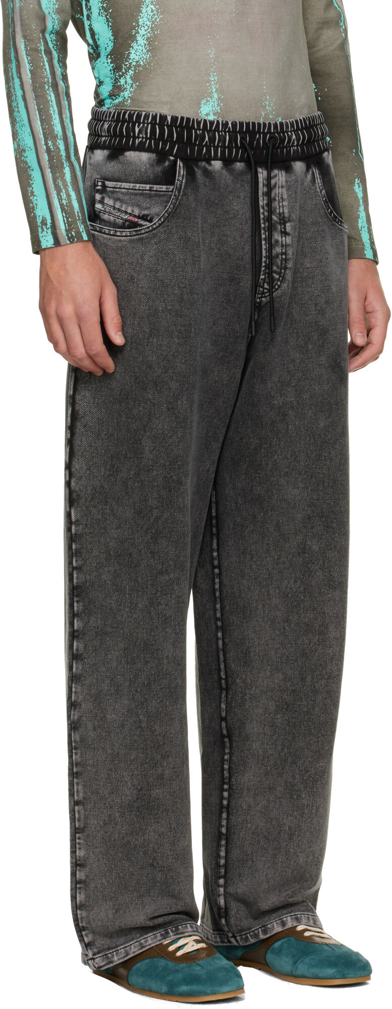 Diesel Gray Denim-Effect Sweatpants