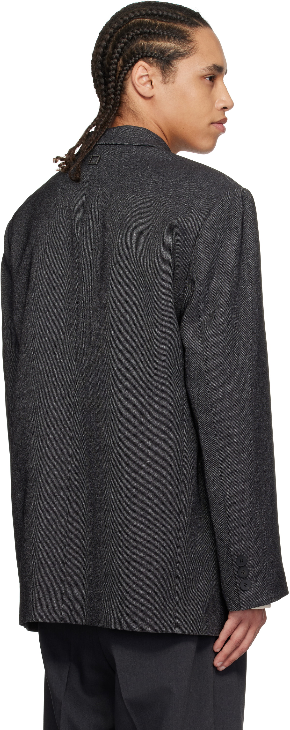 WOOYOUNGMI Gray Denim Like Single Blazer