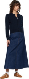 AMI Paris Navy Wool Crewneck Ami de Coeur Cardigan