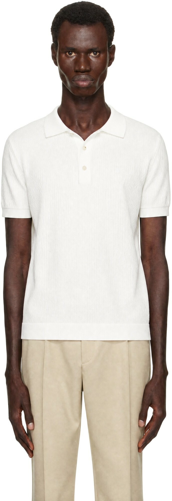 BOSS White Button Placket Polo
