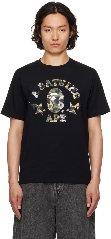 Photo: BAPE Black 1st Camo Crazy STA College T-shirt
