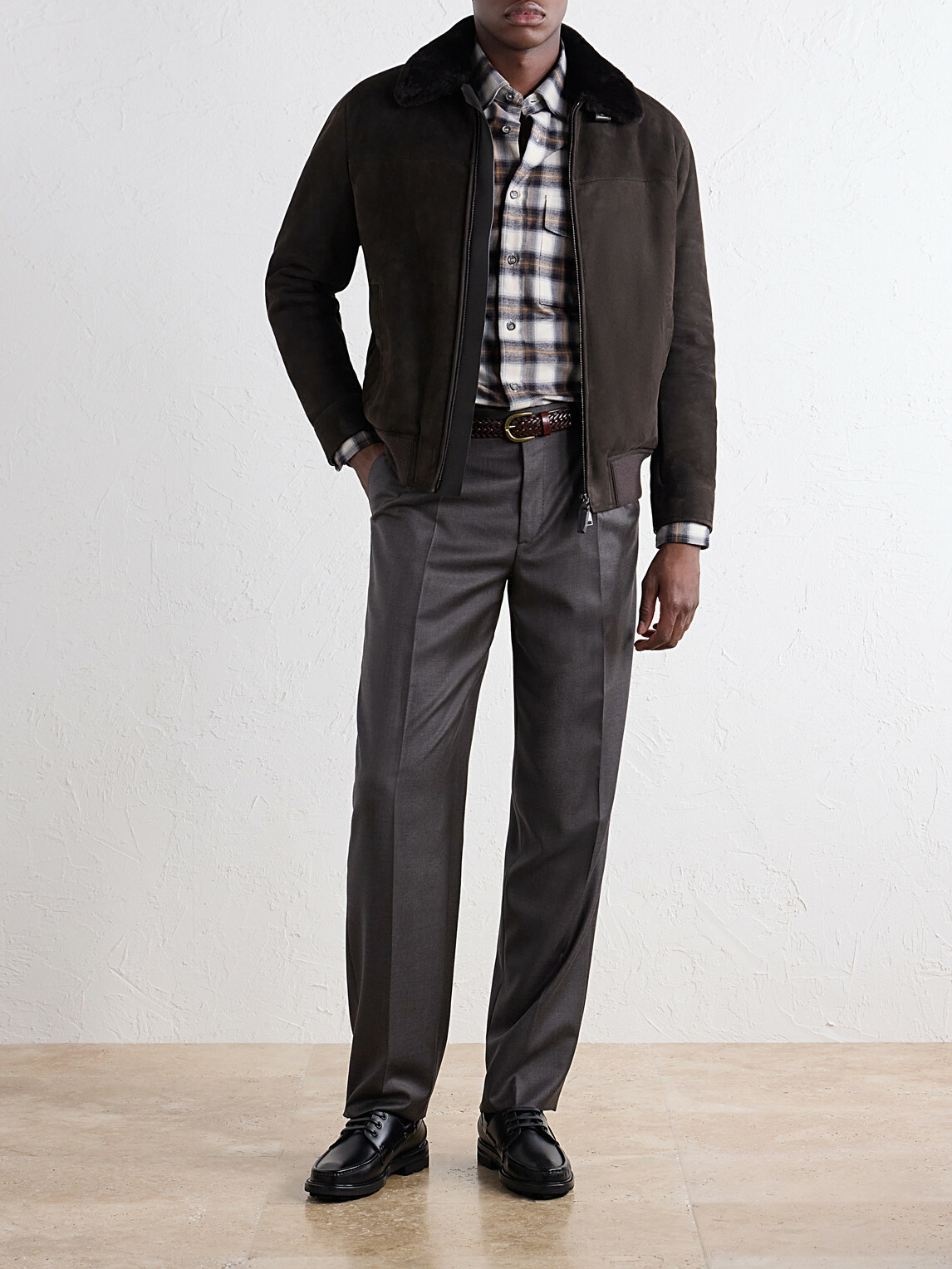 Brioni - Checked Cotton-Flannel Shirt - White