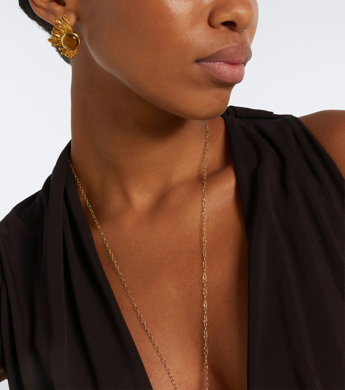 Ysso Crescent Sun 24kt gold-plated earrings