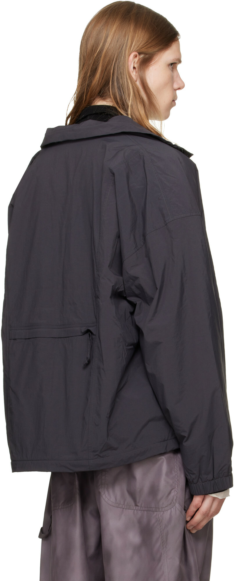 The North Face Gray TNF Red Box Nylon Fleece-Lined Jacket