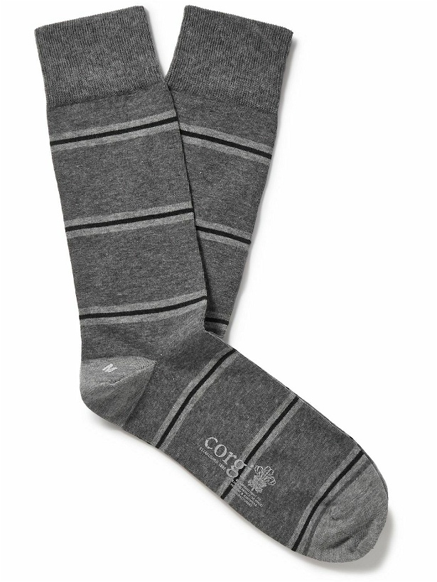 Photo: Kingsman - Striped Cotton-Blend Socks - Gray