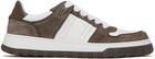 AMI Paris White & Taupe Leather Low Top Walk Sneakers