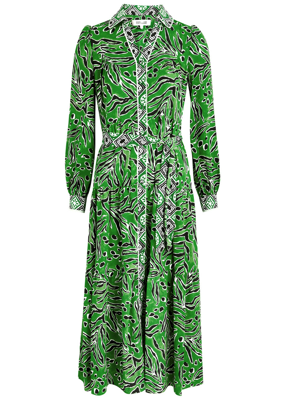 green emerald velvet dress Dvf Jeanne Wrap Dress main image 1