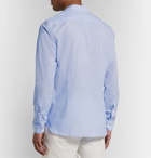 Loro Piana - Grandad-Collar Slub Cotton Shirt - Blue