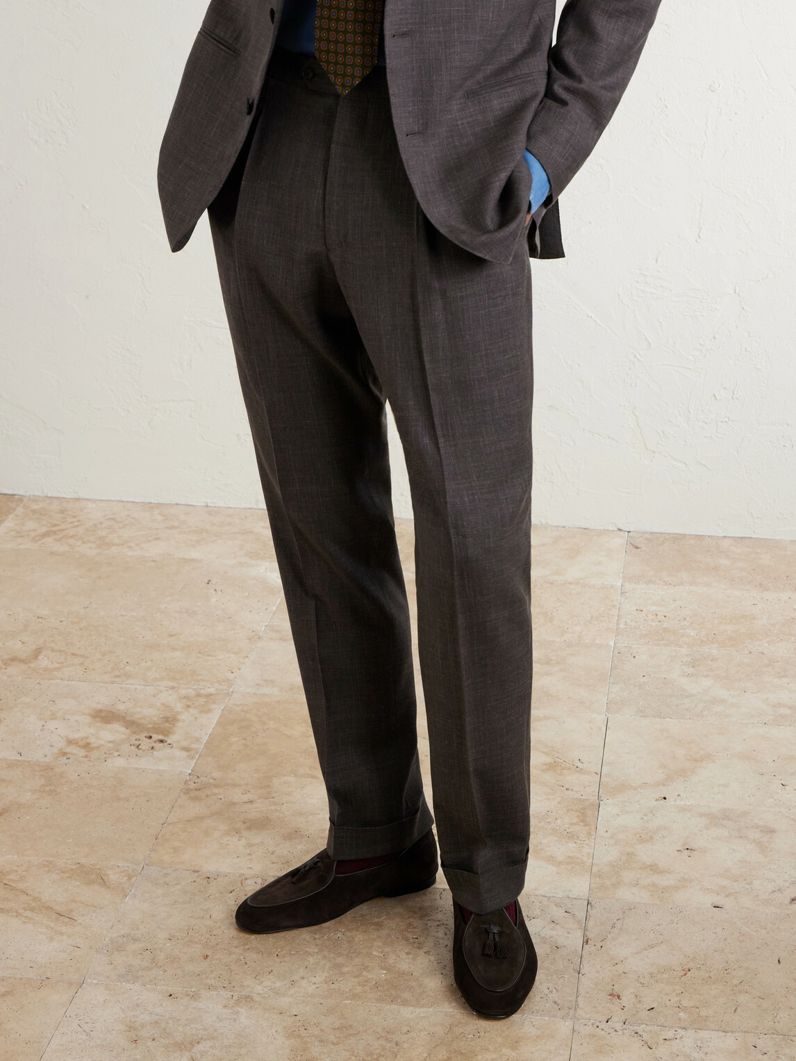 Rubinacci - Marphy Tasselled Leather-Trimmed Suede Loafers - Brown