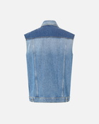 Pinko Sleeveless Denim Jacket With Mini Studs Mid Wash
