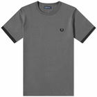 Fred Perry Authentic Men's Ringer T-Shirt in Gun Metal