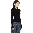 GANNI Black Fine Sequin Knitted Polo