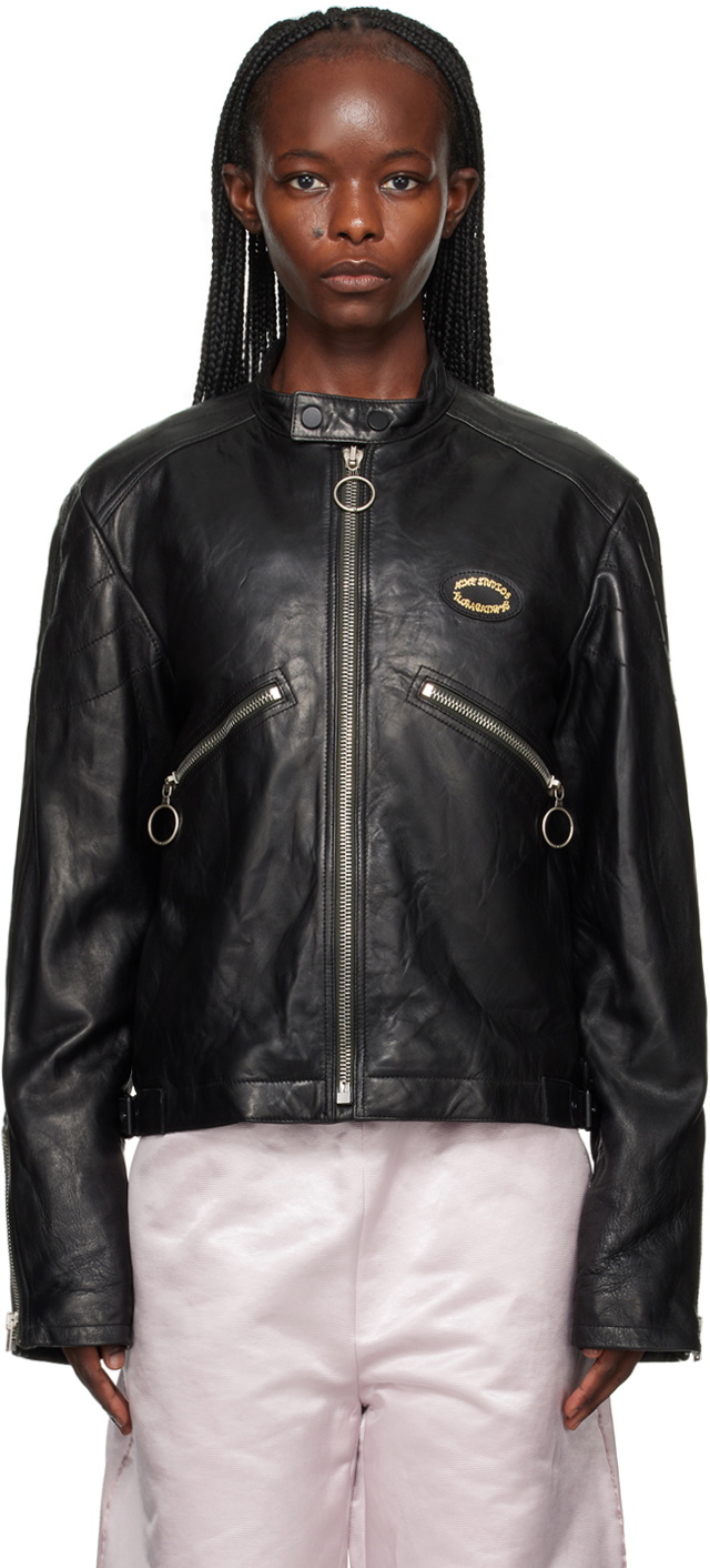 Acne Studios Black Distressed Leather Jacket Acne Studios Acne Studios Black Distressed Leather Jacket Acne Studios