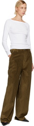 AMI Paris Khaki Cotton Large Fit Trousers